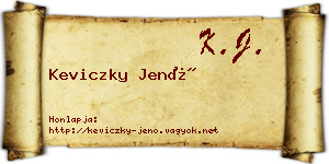 Keviczky Jenő névjegykártya